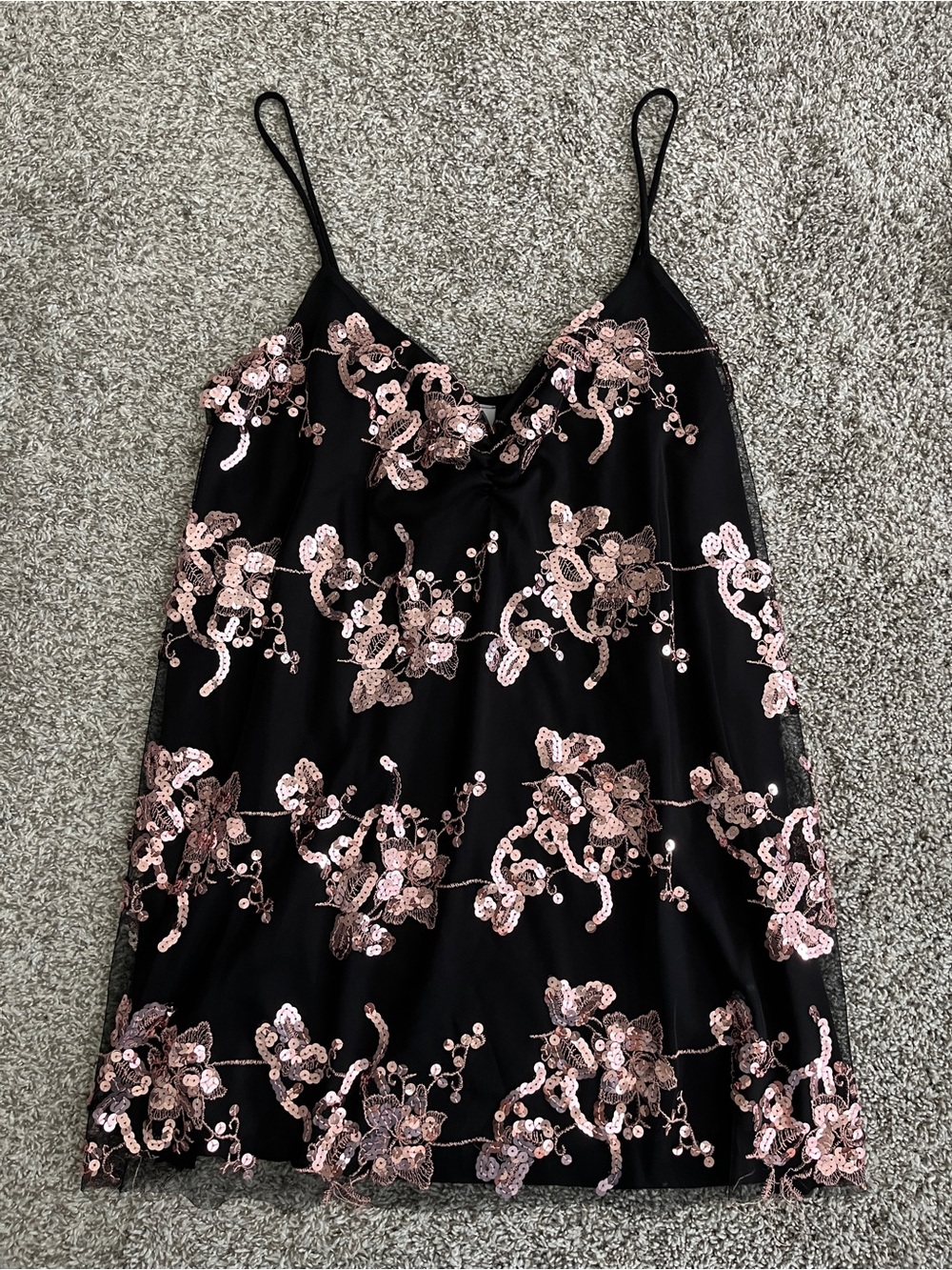 Teenie Weenie Black and Pink Sequin Y2K Tank Top